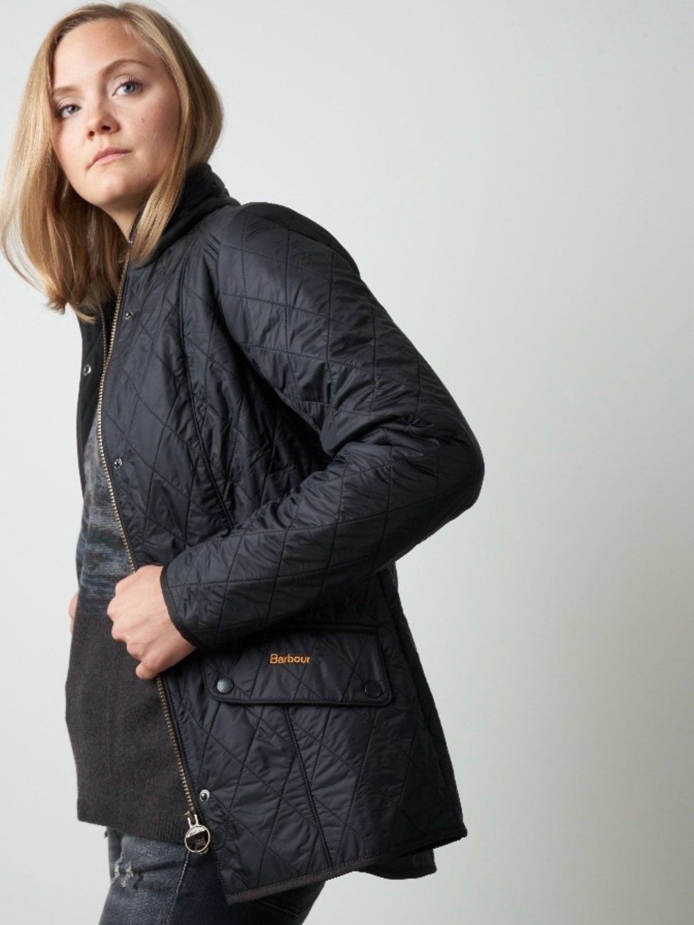 Barbour Calvary Polarquilt Jacket in Black size 10